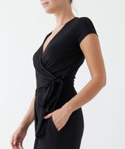 Women's Bamboo Wrap Crop Cap Sleeve