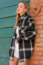 Women's Oversized Checkered Plaid Flannel Shirt