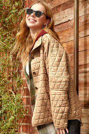 Women's Quilted Oversized Collar Jacket