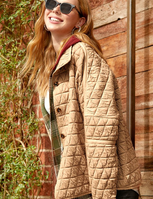 Women's Quilted Oversized Collar Jacket