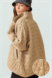 Women's Quilted Oversized Collar Jacket