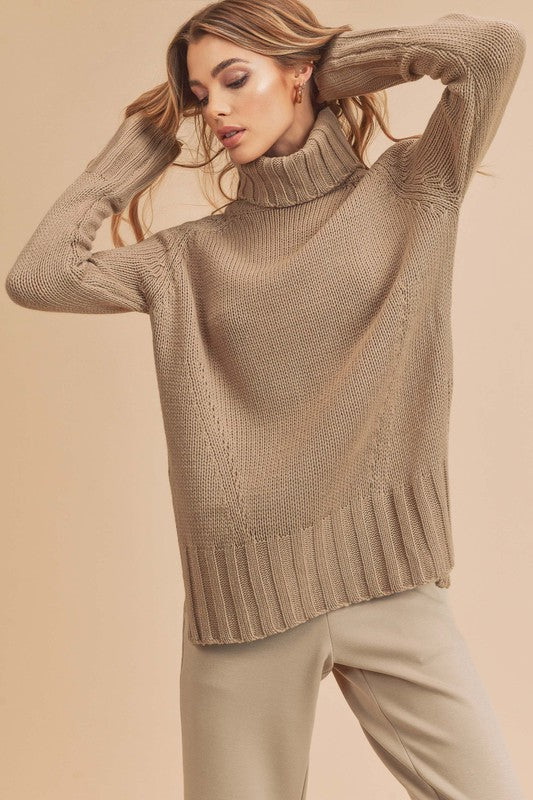 Women's Cozy Funnel Neck Slouchy Sweater