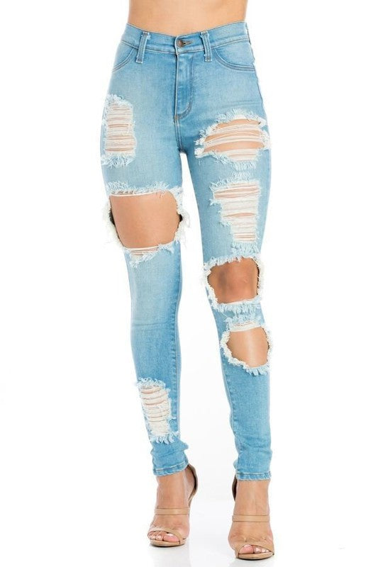 Women's High Rise Ripped Skinny Jeans