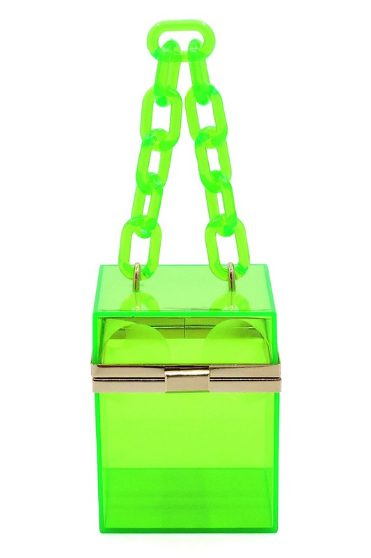 Women's Acrylic Chain Handle See-Through Crossbody Clutch