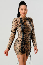 Women's Long Sleeve Bodycon Leopard Print Mini Dress