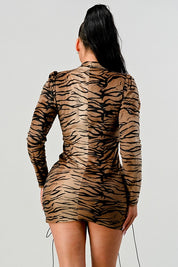 Women's Long Sleeve Bodycon Leopard Print Mini Dress