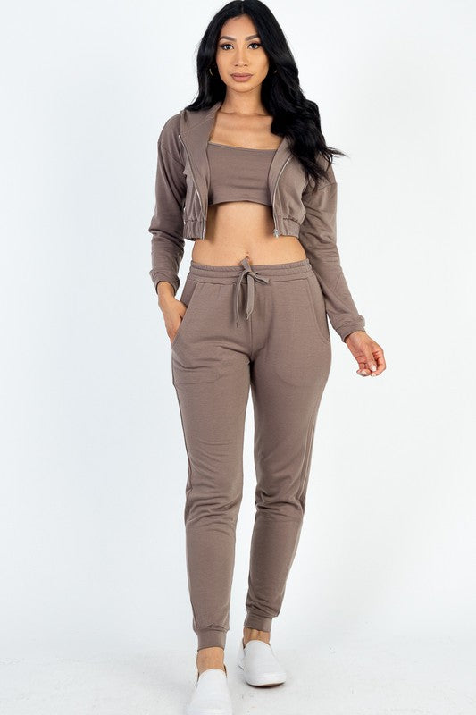 Women's Cropped Cami Jacket and Jogger Set