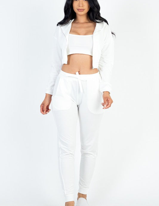 Women's Cropped Cami Jacket and Jogger Set