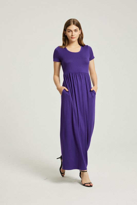 Women's Casual A-Line Maxi Dress with Pocket