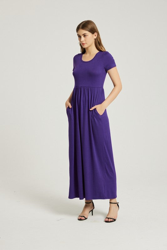 Women's Casual A-Line Maxi Dress with Pocket