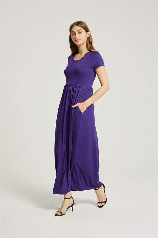 Women's Casual A-Line Maxi Dress with Pocket