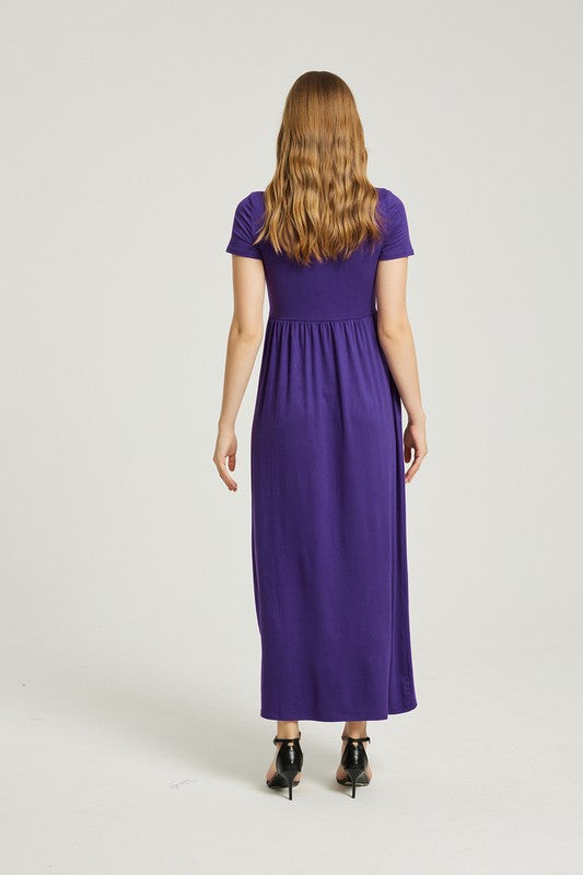 Women's Casual A-Line Maxi Dress with Pocket