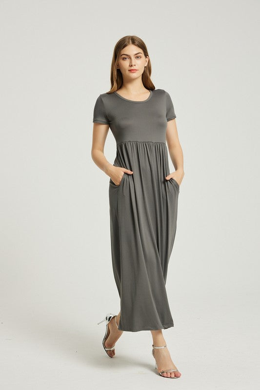 Women's Casual A-Line Maxi Dress with Pocket