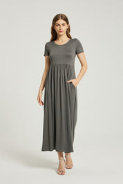 Women's Casual A-Line Maxi Dress with Pocket