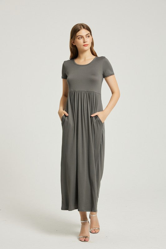 Women's Casual A-Line Maxi Dress with Pocket