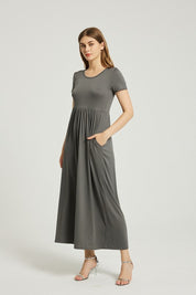 Women's Casual A-Line Maxi Dress with Pocket