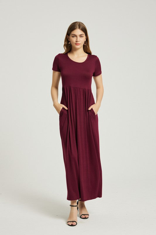 Women's Casual A-Line Maxi Dress with Pocket