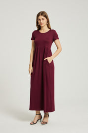 Women's Casual A-Line Maxi Dress with Pocket