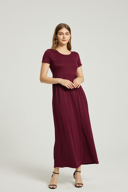 Women's Casual A-Line Maxi Dress with Pocket