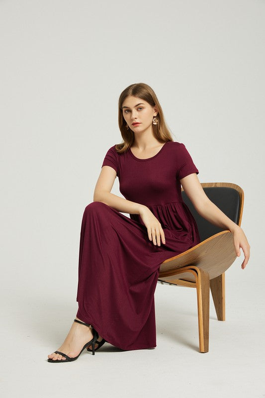 Women's Casual A-Line Maxi Dress with Pocket