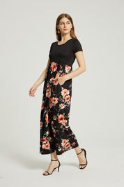 Women's Casual Floral A-Line Maxi Dress with Pockets