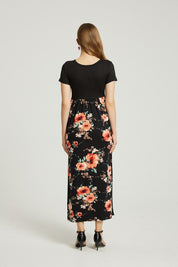 Women's Casual Floral A-Line Maxi Dress with Pockets