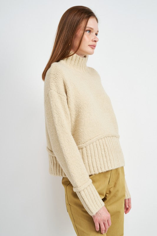 Women's Turtle Neck Acrylic Blend Body Sweater