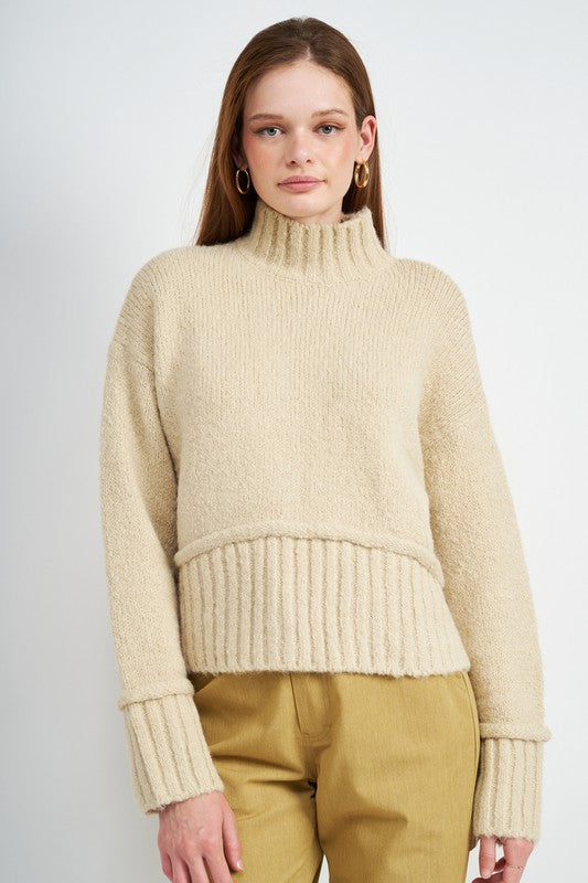 Women's Turtle Neck Acrylic Blend Body Sweater