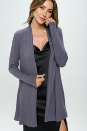 Women's Regular Fit Brushed Knit Draped Cardigan