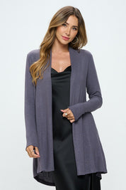 Women's Regular Fit Brushed Knit Draped Cardigan