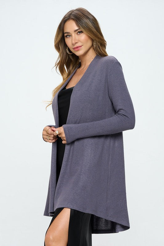 Women's Casual Brushed Knit Draped Cardigan