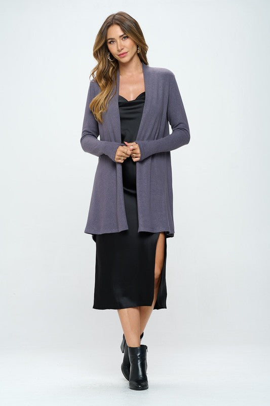 Women's Regular Fit Brushed Knit Draped Cardigan