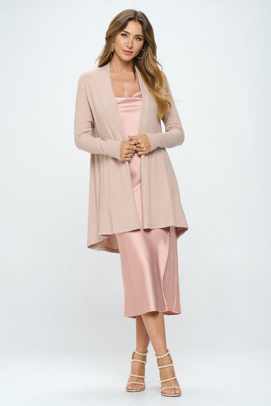 Women's Regular Fit Brushed Knit Draped Cardigan