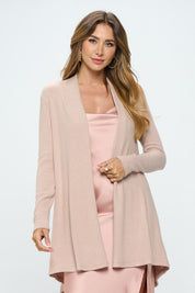 Women's Regular Fit Brushed Knit Draped Cardigan