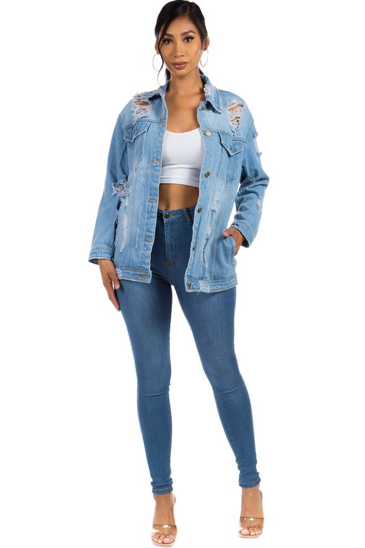 Women's Cutout Denim Jacket