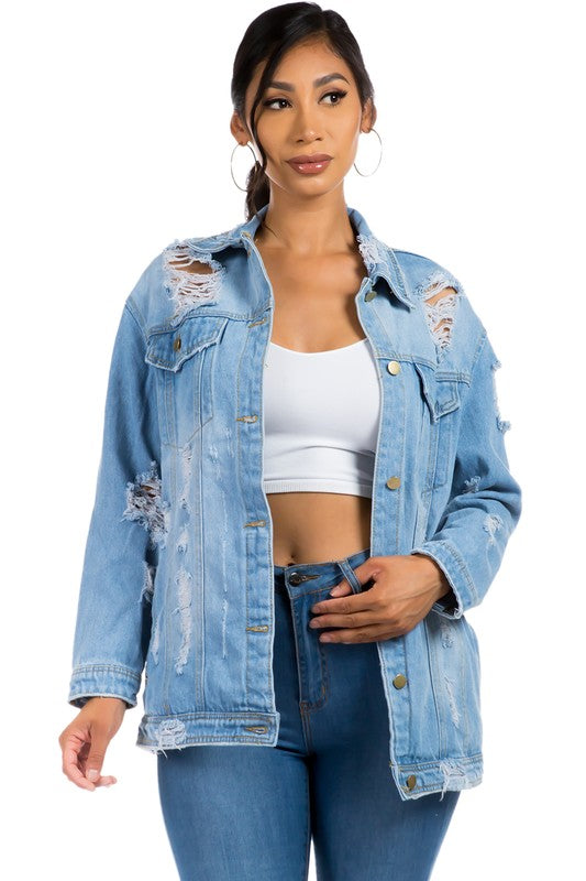 Women's Cutout Denim Jacket