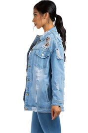 Women's Cutout Denim Jacket