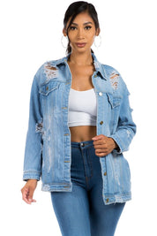 Women's Cutout Denim Jacket