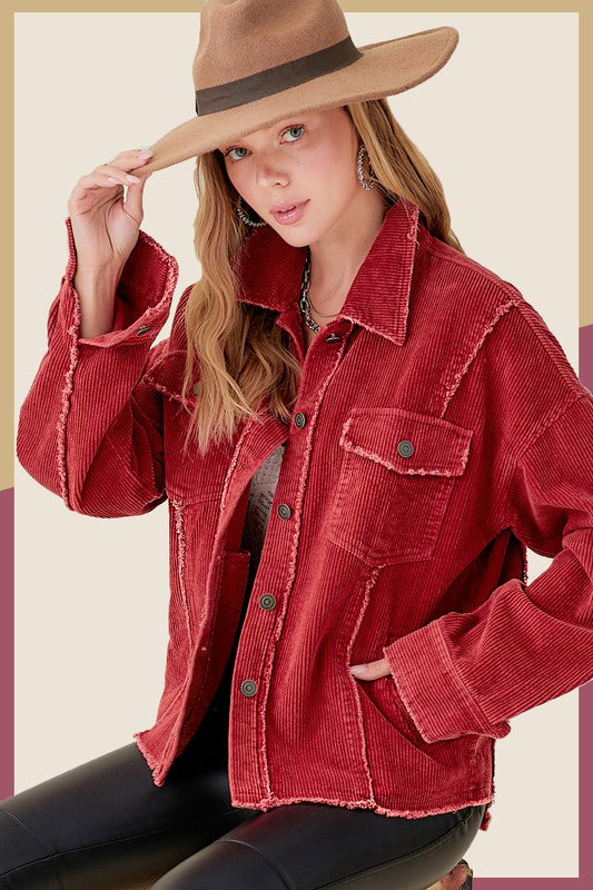 Women's Oversized Corduroy Shacket Jacket