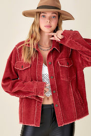 Women's Oversized Corduroy Shacket Jacket