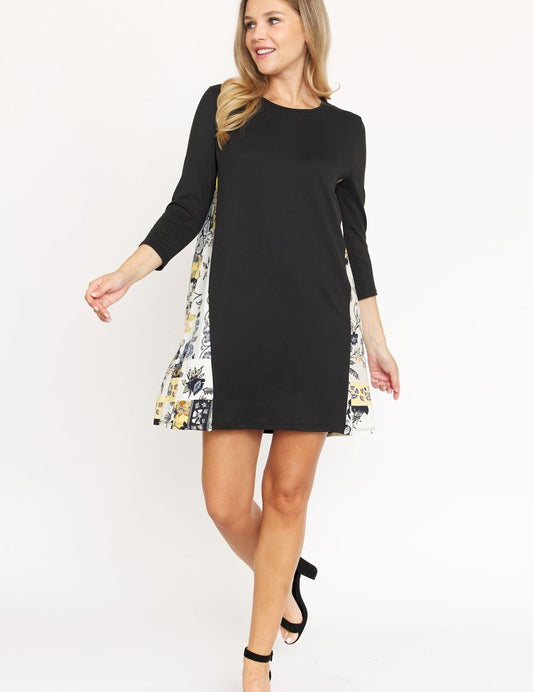 Plus Size Women's Contrast A-Line Tunic Dress