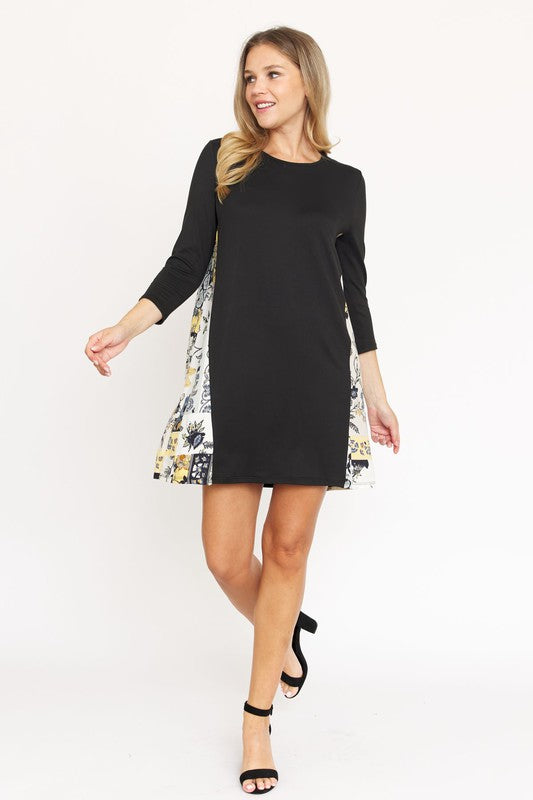 Plus Size Women's Contrast A-Line Tunic Dress