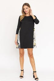 Plus Size Women's Contrast A-Line Tunic Dress