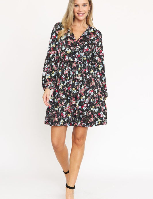 Women's V-Neck Floral Mini Dress