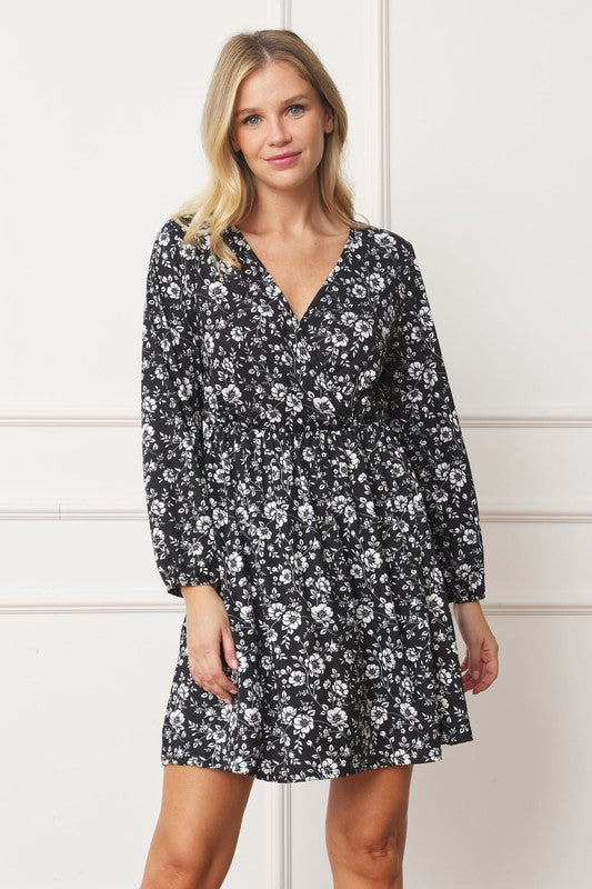 Women's V-Neck Floral Mini Dress