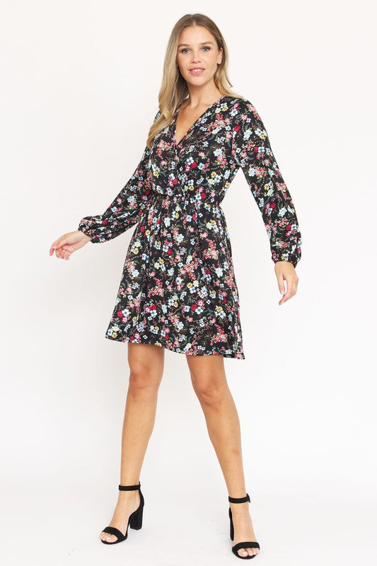 Women's V-Neck Floral Mini Dress