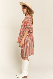 Women's Colorful Vertical Stripe Poncho