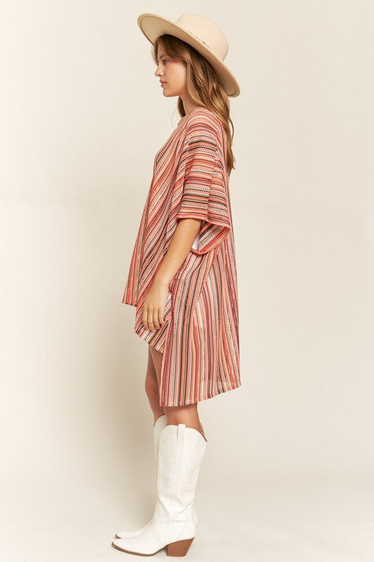 Women's Colorful Vertical Stripe Poncho