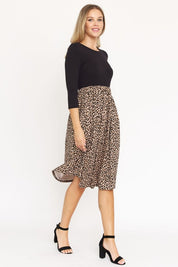 Women's Quarter Sleeve Leopard Print Midi Dress