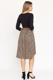 Women's Quarter Sleeve Leopard Midi Dress